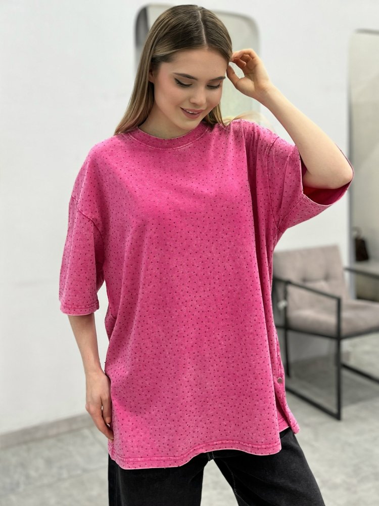 Футболка винтажная со стразами Корея 72461884\447