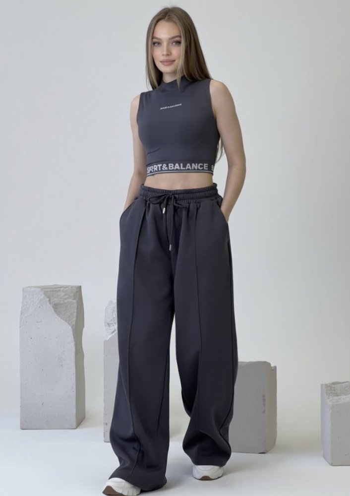 Брюки прямого кроя утепленные велюром 72460505\1008