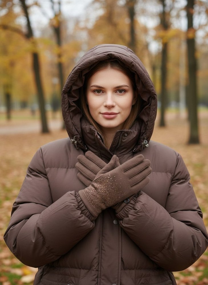 Перчатки кашемировые со стразами 72460523\1013