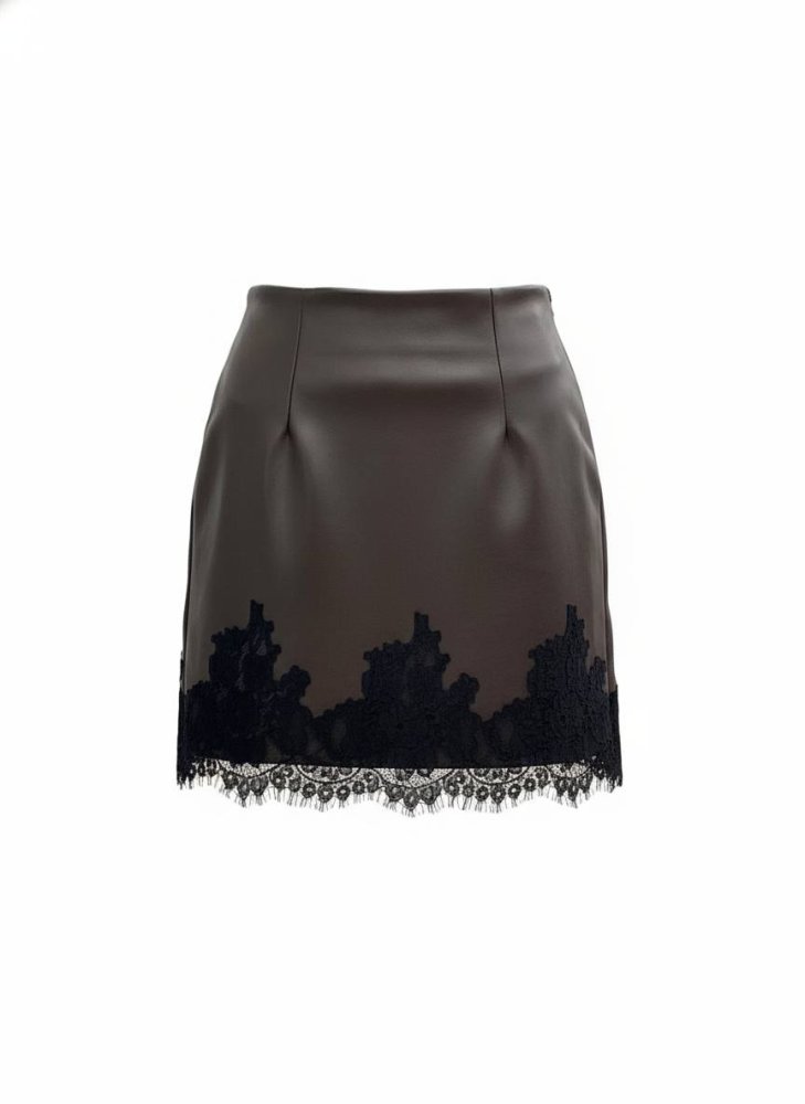 Юбка экокожа с кружевом 72461250\1031