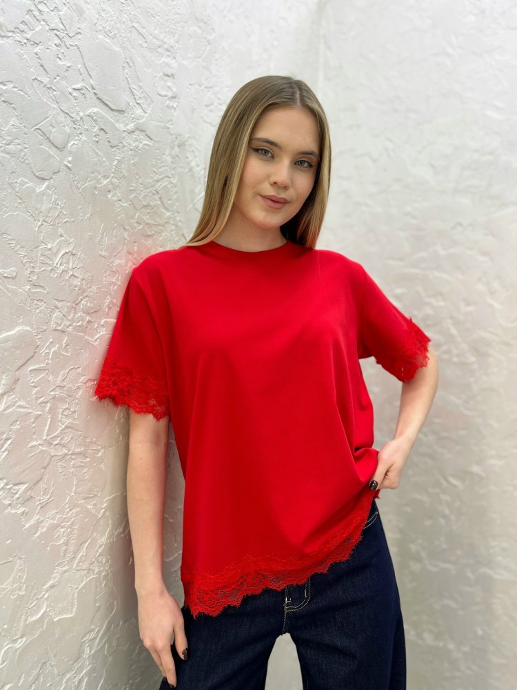 Футболка с кружевом 72461877\17