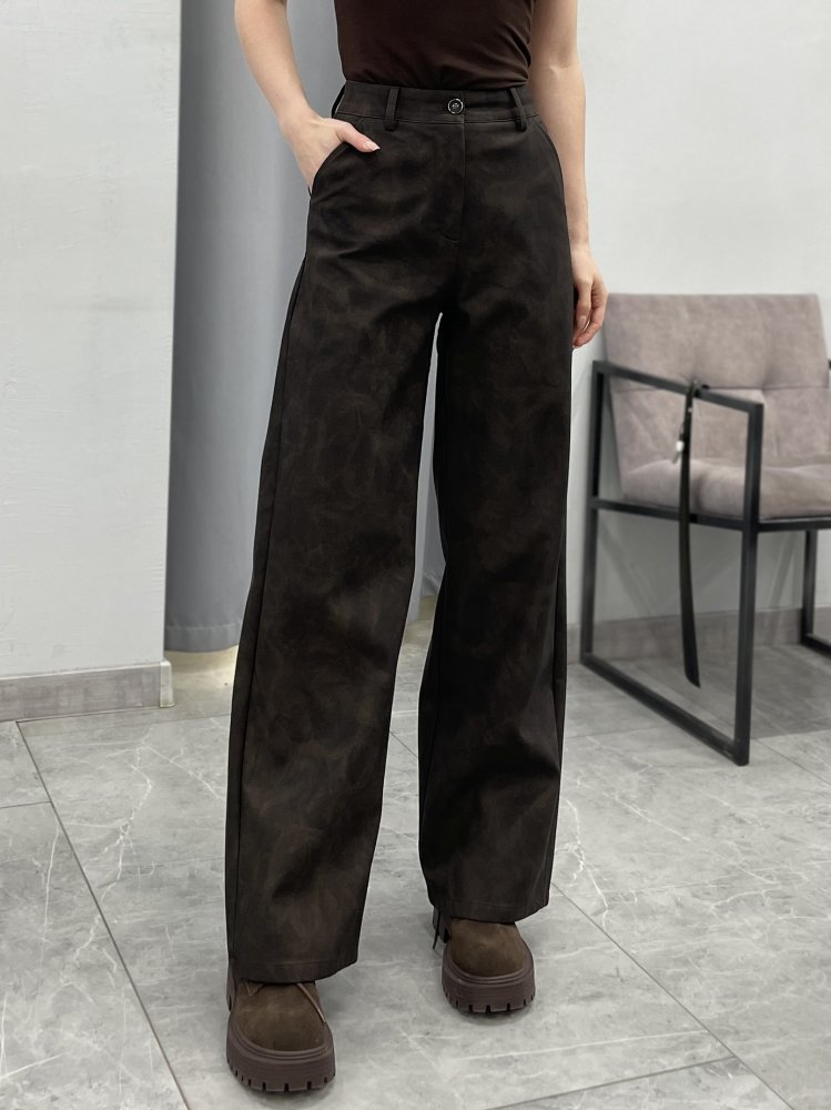 Брюки прямого кроя экокожа 72460986\1013