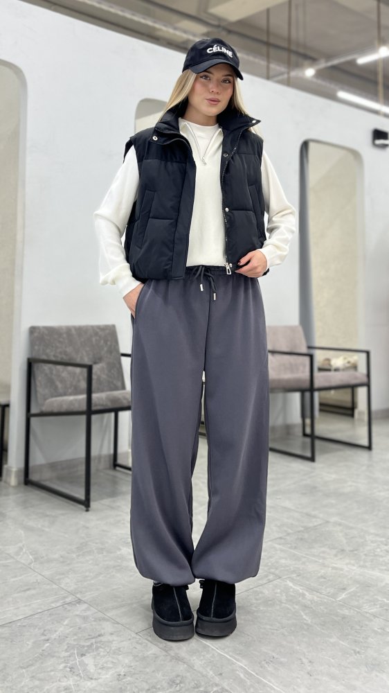 Брюки на кулиске утепленные велюром 72460489\1008