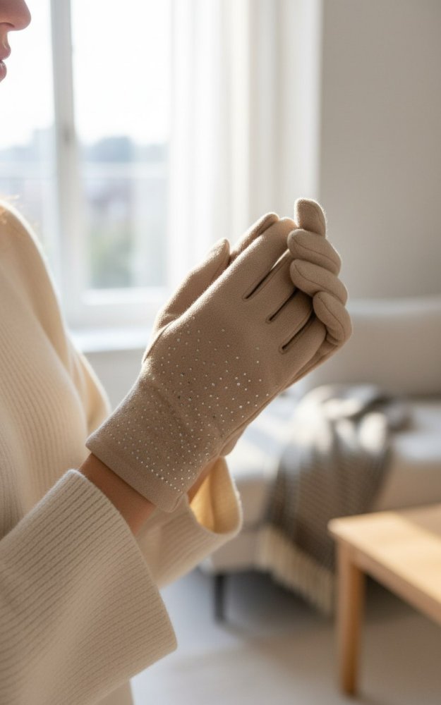 Перчатки кашемировые со стразами 72460523\19