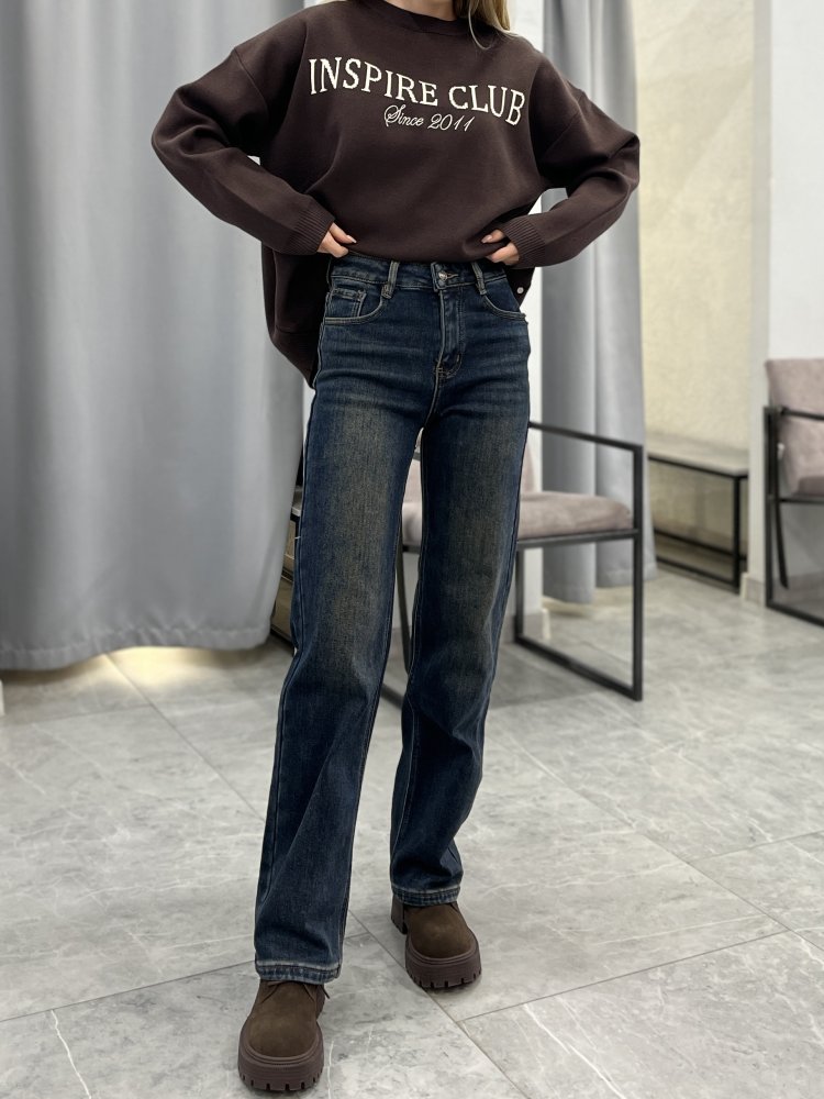 Джинсы прямого кроя на флисе (стрейч) 72460978\63