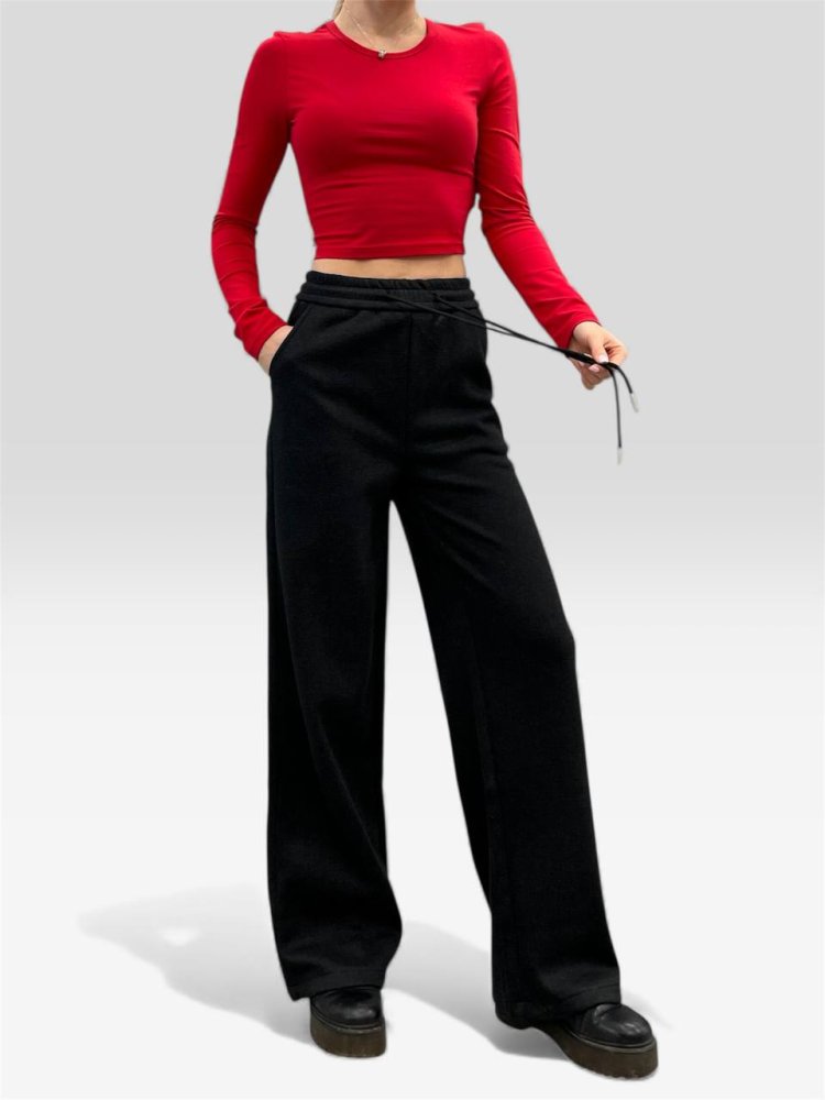 Брюки прямого кроя утепленные велюром 72461106\15