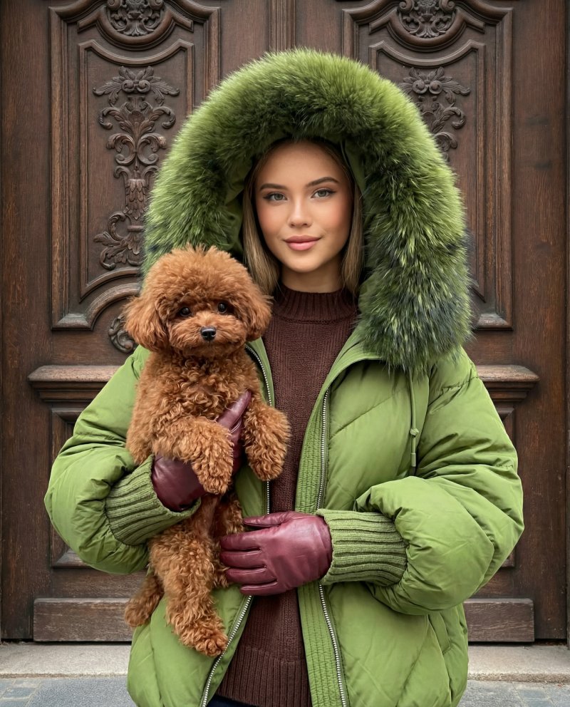 Куртка с капюшоном натуральный мех (биопух) 72461155\482