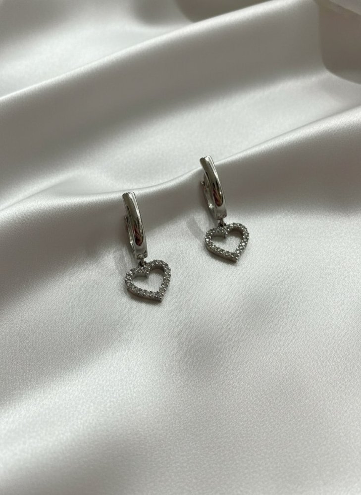 Серьги сердце со стразами 72461458\448