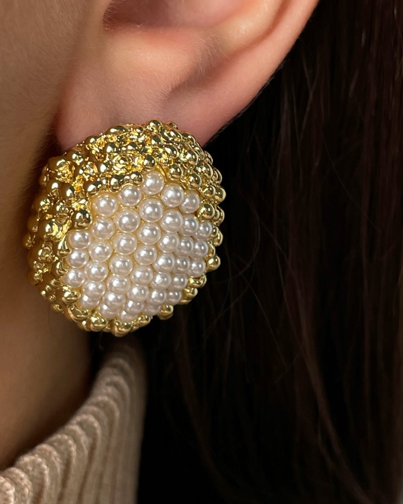 Массивные серьги с жемчугом (Гипоаллергенный сплав) 72446499\718