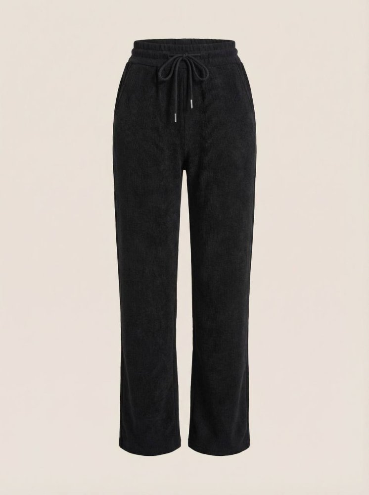 Брюки прямого кроя на кулиске утеплённые велюром 72460993\15